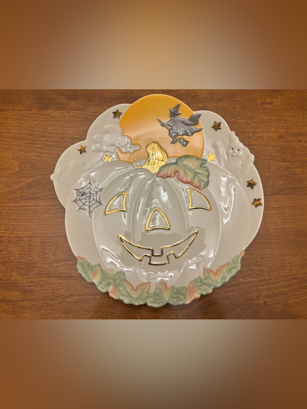 Lenox Occasions Halloween Jack ‘O Lantern 11” Low Candy Serving Dish - Unused